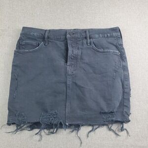 MOTHER SUPERIOR The Vagabond Mini Fray Denim Jean Skirt Womens Size 28 Black